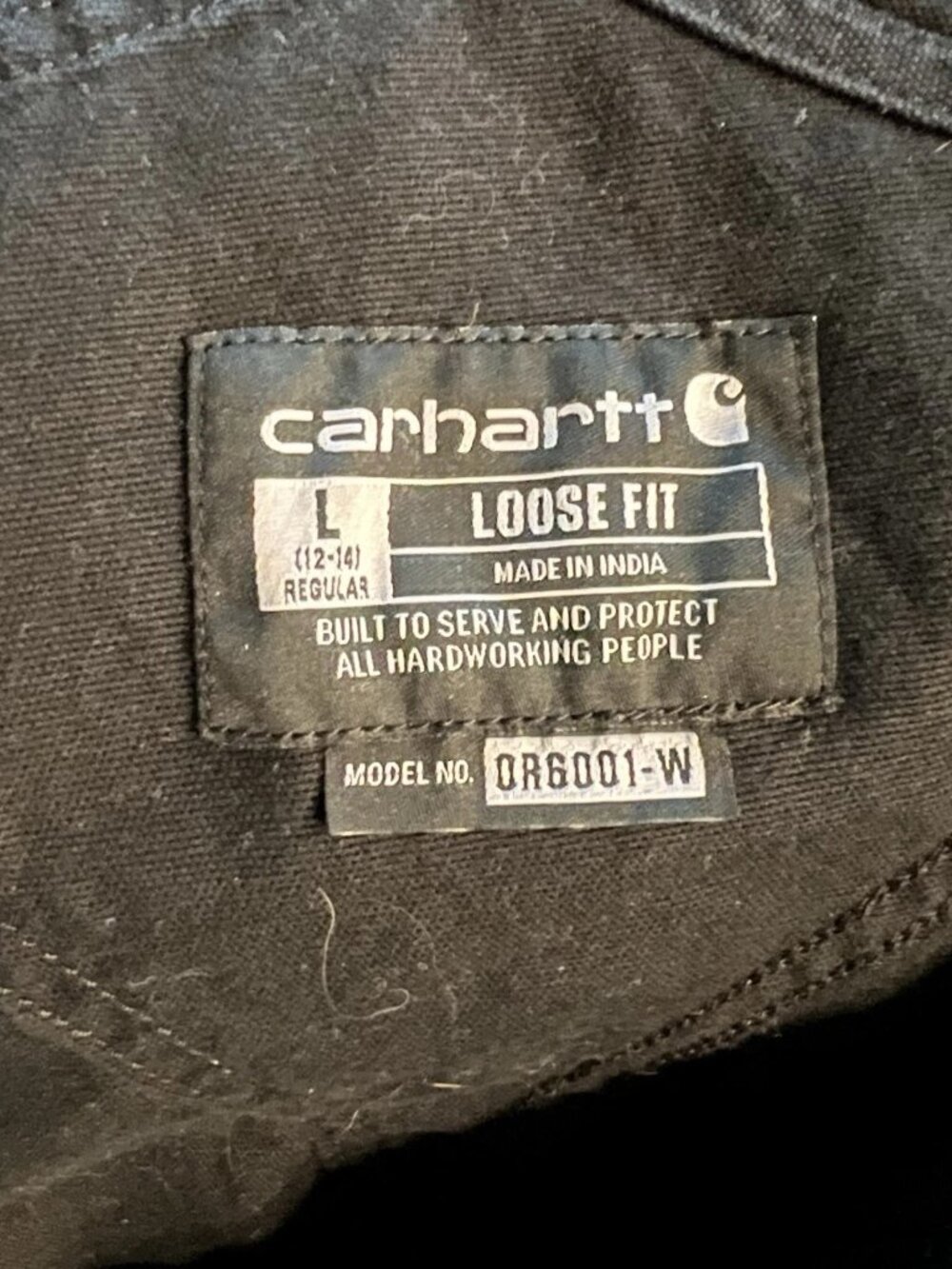 Carhartt Large Loose Fit Black Canvas Ashland Bib Overalls - Picture 7 of 8
